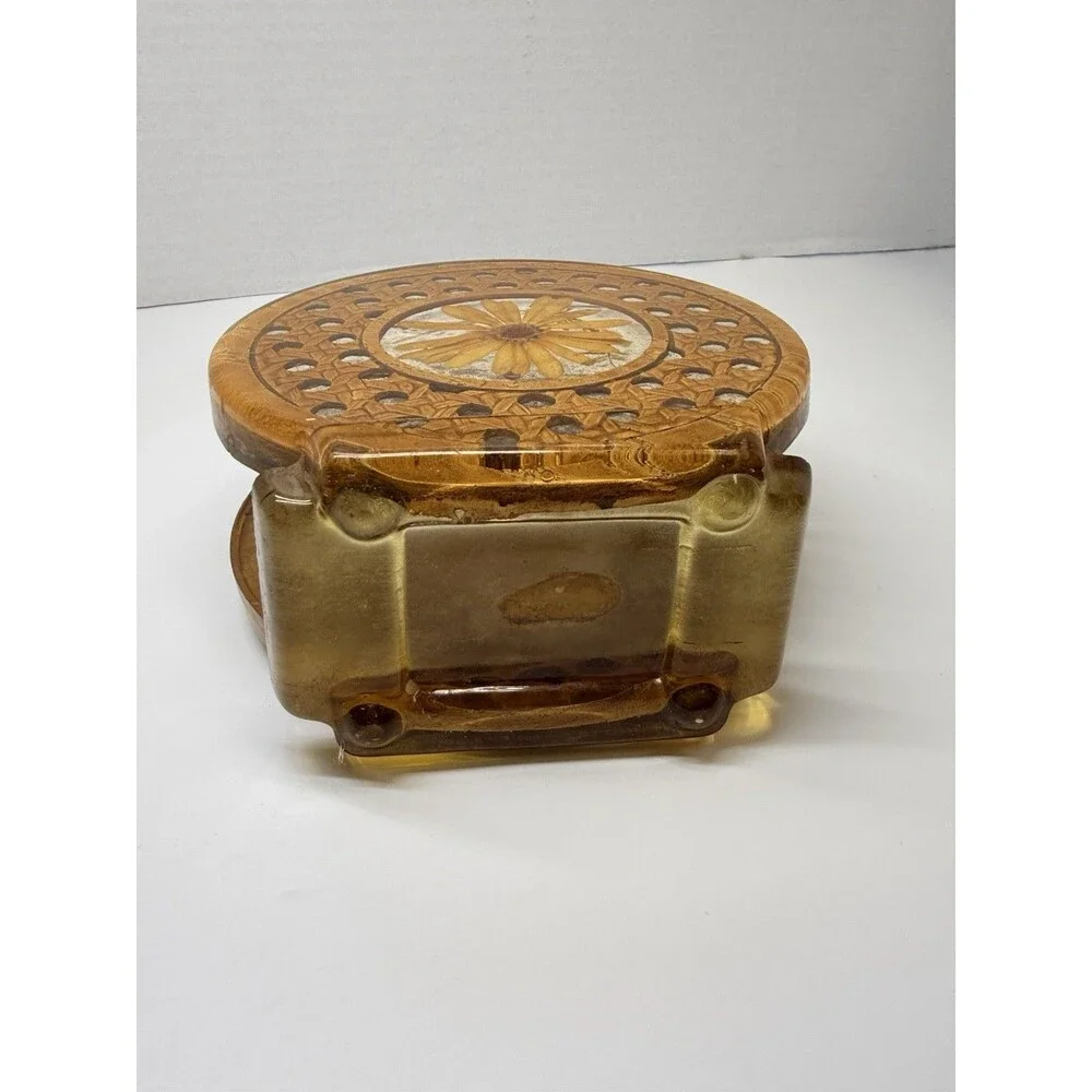 Vintage 1960s Gamut Designs LUCITE Acrylic Pressed Flower MCM Napkin Holder USA